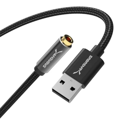 Abbildung von SABRENT USB auf Klinke 3,5mm Externe Soundkarte Kopfhörer Audio zu Adapter soundkart konverter, 50cm Kabel (CB UA35)
