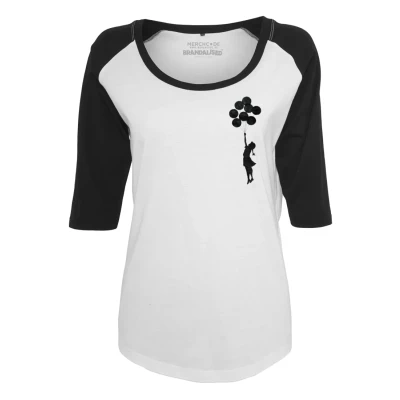 Abbildung von Merchcode Ladies Banksy Langarmshirt, Damen, Größe: Large, White/black