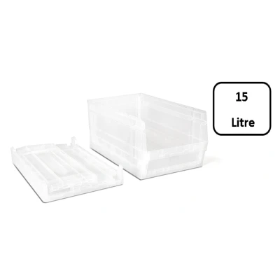Abbildung von TAYG Lagersichtkästen 56P, faltbar, 15 Liter, 420 x 270 200 mm transparent