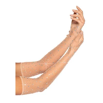 Abbildung von LEG AVENUE Unisex 203800422 Strass Fischnetz Handschuhe, O/S, hautfarben Kostüme in Erwachsenengröße, Multi, Einheitsgröße