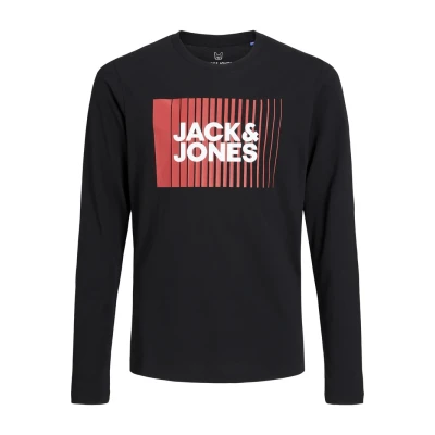 Abbildung von Jack &amp; Jones Junior Jjecorp LOGO PLAY O NECK Langarmshirt für Kinder, Größe: 164, Black