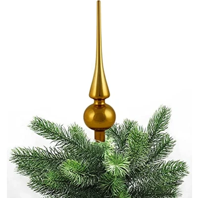 Abbildung von JACK Christbaumspitze Echt Glas 26 x 6 cm Matt Glanz Weihnachtsbaum Spitze Baumspitze Christbaumschmuck Deko, Farbe:Mustard