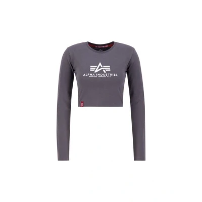 Abbildung von Alpha Industries Basic Cropped Langarmshirt, Damen, Größe: Small, Vintage grey
