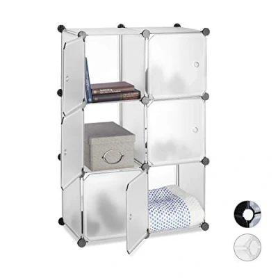 Abbildung von relaxdays Steckregal Regalsystem mit 6 Türen, Transparent