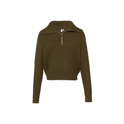 Abbildung von QS Damen 2153149 Pullover mit Troyer Kragen, Grün 7864, 42
