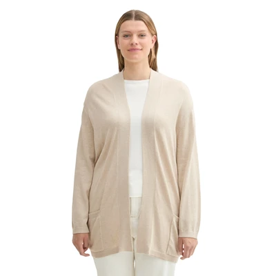 Abbildung von TOM Tailor MIT Taschen Strickjacke, Damen, Größe: 54, Dusty beige melange