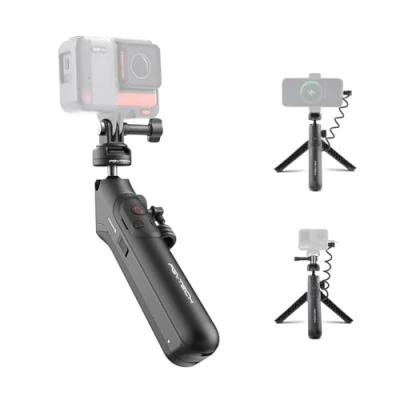 Abbildung von PGYTECH CapLock MantisPod Power, Batteriegriffhalterung für Insta360 Ace Pro 2/X3 Laden Selfie Vlog Anhang Stativ Einbeinstativ mit Action Kamera und 1/4&quot; Adapter, 5000mAh Stromstick Telefon