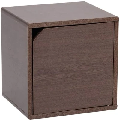 Abbildung von Iris Ohyama, Regal, Aufbewahrungswürfel, Kleines Beistellmöbel, Tür mit Clips, Stapelbar, Büro, Schlafzimmer, Wohnzimmer QR Box With Door 34D Braun