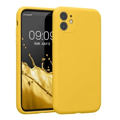 Abbildung von kwmobile Handyhülle kompatibel mit Apple iPhone 11 Hülle gummierte Handy Case aus Silikon in Strahlend Gelb