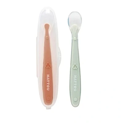 Abbildung von Nattou Silikon Set 2 Löffel + Etui