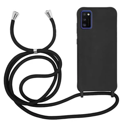 Abbildung von MyGadget Handykette für Samsung Galaxy A41 [ Hülle mit verstellbaren Band ] TPU Handyhülle Handyband zum Umhängen Kordel Schnur Case Schutzhülle Schwarz