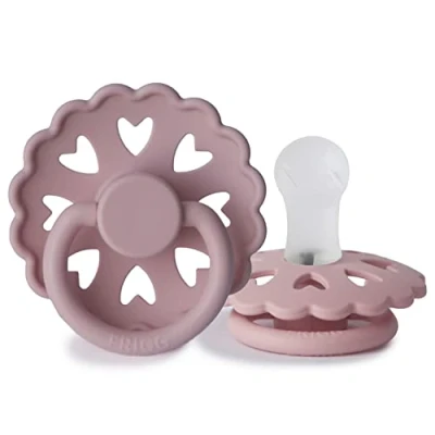 Abbildung von FRIGG Fairytale Schnuller 2 Packung Silikon BPA Frei Hergestellt in Dänemark Symmetrischer Sauger Kirschform (Twilight Mauve/Primrose, Größe 1 (0 6 Monate))