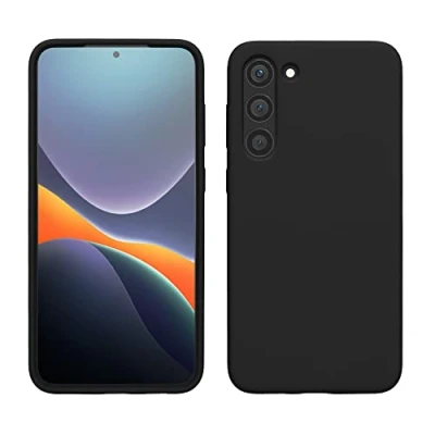 Abbildung von kwmobile Hülle kompatibel mit Samsung Galaxy S23 Plus dünnes Silikon Handy Case stoßfeste Handyhülle weiche Oberfläche Kabelloses Laden Schwarz matt
