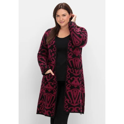Abbildung von Sheego Strickjacke, Damen, Größe: 40/42, Schwarz gemustert