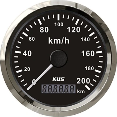 Abbildung von KUS Wasserdichte GPS Tacho Kilometerzähler 0 200km/h Für Auto Motorrad Lkw 85mm (Schwarz)
