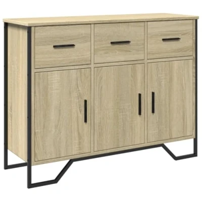 Abbildung von vidaXL Sideboard, Kommode mit Stauraum, Anrichte Schrank Metallbeine, Beistellschrank Mehrzweckschrank Highboard, Modern, Sonoma Eiche Holzwerkstoff