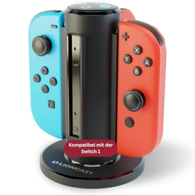 Abbildung von Lioncast® Joy Con Quad Charger für Nintendo Switch [mit LED Ladeanzeige] Controller Ladestation extra stabiler Stand Halterung
