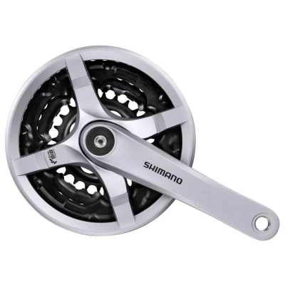 Abbildung von Kettenradgarnitur 6/7/8 Fach Shimano Tourney FC TY501 Mit 170mm Kurbel 42 X 34 24Z Kettenschutz Silber