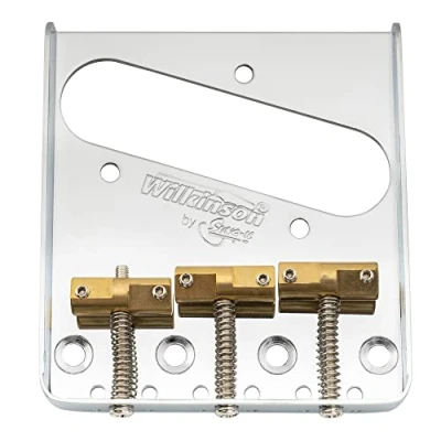 Abbildung von Wilkinson WTB Vintage Telecaster Steg Bridge 3 Kompensiert Messing Saitenreiter Brücke für USA/MIM/Import Tele Style E Gitarre, Chrom