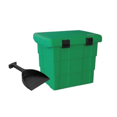 Abbildung von DAKEN Streugutbehälter mit Schaufel 108 ltr. Gruen, Streugutbox, Streusalzbox, Sandbox, Lagerbehälter, Pick up Box, Streukiste, Salzlager, Winterdienst
