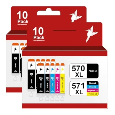 Abbildung von 20 realink XL Tintenpatronen kompatibel zu PGI 570 und CLI 571 für Canon Pixma MG5750, MG6850, TS5050, TS5055, TS6050,