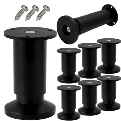 Abbildung von 8 Möbelfüße verstellbar Sofafuß Möbelbeine SCHWARZ MATT Höhe 12 cm Ø 38 mmbelastbar bis 250 KGSofa Bett Schrank Couch Sideboard Kommode von STAHLIA®