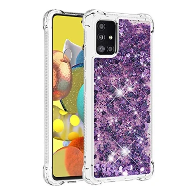 Abbildung von KBIKO zxl Kompatibel mit Hülle Samsung Galaxy A51 4G Glitzer Handyhülle, Glitter Flüssig Treibsand Case Silikon TPU Bumper Schutzhülle Mädchen Frauen für 4G.Purple YBL