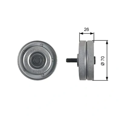 Abbildung von GATES T36466 Umlenkrolle FleetRunner Micro V Stretch Fit VOLKSWAGEN: LT 28 35 II Bus, 46 2 Kasten, Pritsche / Fahrgestell