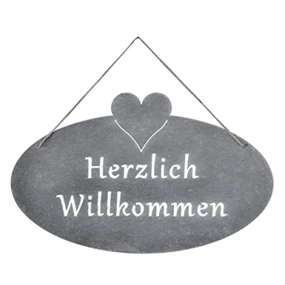 Abbildung von levandeo Schild Willkommen Herz 40x25cm Eisen Garten Deko Grau Türschild Wandschild Metall Wandbild Gartendeko Außendeko