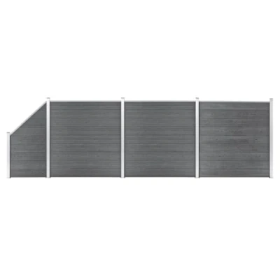 Abbildung von vidaXL WPC Zaun Set 3 Quadrate 1 Schräge Sichtschutzzaun Lamellenzaun Gartenzaun Windschutz Sichtschutz Steckzaun Systemzaun Garten 619x186cm Grau