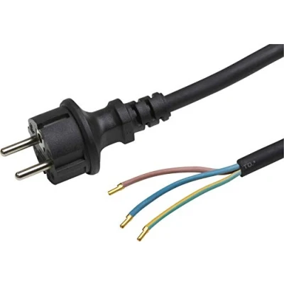Abbildung von Meister Schutzkontakt Zuleitung 5 Meter schwarz Gummischlauchleitung H05RR F3G1,5 3 Adern IP20 / Anschlussleitung mit Schuko Stecker Anschlusskabel Installationsmaterial 7434320