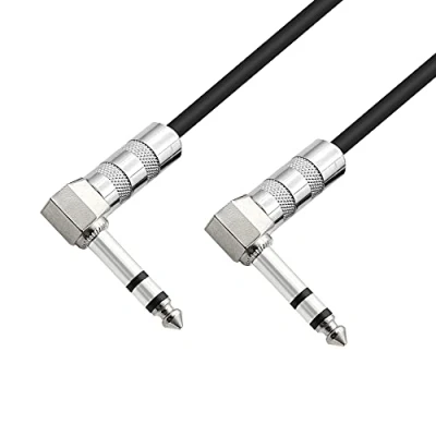 Abbildung von PNGKNYOCN 6,35 mm TRS Kabel, rechtwinklig, Stecker auf Stecker, 90 Grad Stereo Audio Verlängerungskabel für Gitarre, Verstärker, Mixer, Mikrofone usw. (50 cm)
