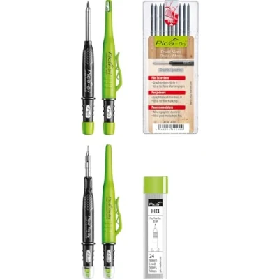 Abbildung von vasalat Pica Dry und Fine Tieflochmarker graphit + Ersatzminen Graphitminen H HB, 4 teilig