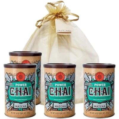 Abbildung von GUSTONE. David Rio Geschenkset Power Chai Matcha 4 x 398g Dosen Latte