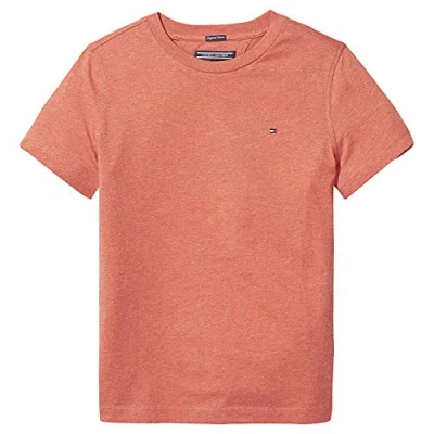 Abbildung von Tommy Hilfiger Jungen T Shirt Kurzarm Rundhalsausschnitt, Rot (Apple Red Heather), 18 Monate