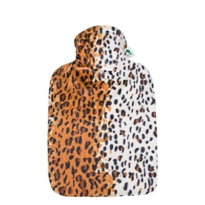 Abbildung von Hugo Frosch Wärmflasche Klassik 1,8 l mit Veloursbezug Leopard, Made in Germany