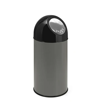 Abbildung von PROREGAL Klassischer Abfallbehälter mit Pushdeckel 40 Liter, HxBxT 67x31x31cm Metall Metallik Grau
