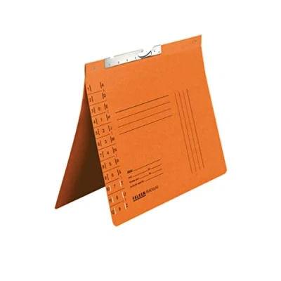 Abbildung von Original Falken 50er Pack Pendular Pendelhefter. Made in Germany. Aus Recycling Karton mit Behördenheftung und Schlitzstanzung für DIN A4 orange Hefter Blauer Engel