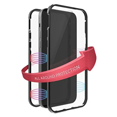 Abbildung von Black Rock Hülle 360 Grad Glass Case Passend für Apple iPhone 13 Pro Max I Handyhülle, Magnet Verschluss, Durchsichtig, Cover (Transparent mit schwarzem Rahmen)