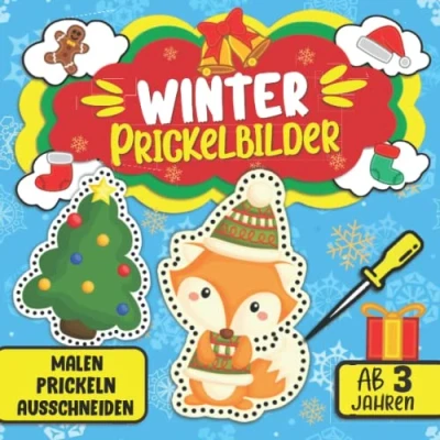 Abbildung von Winter Prickelbilder Ab 3 Jahren (Malen prickeln ausschneiden): und Weihnachten XXL Prickelset, Prickelvorlagen für Kinder, 30 Prickelblock ... große Prickel Mal Bastelbuch Kinder