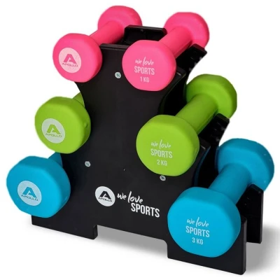 Abbildung von Apollo Kurzhantel Hantel Set Fitness Hanteln 1 3 kg, (inkl. Hantelständer), rutschfest, 2x 1kg, 2kg, 3kg