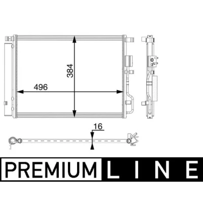Abbildung von MAHLE ORIGINAL AC 62 000P Klimakondensator mit Trockner 496 R 134a HYUNDAI: Tucson