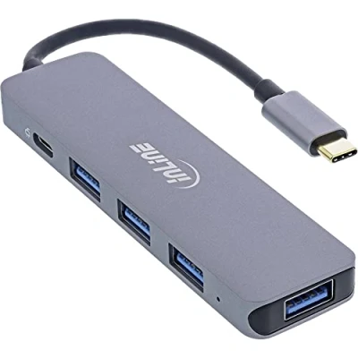 Abbildung von InLine USB 3.2 Typ C Multi Hub (4X A 5Gb/s + (Data/PD 87W), OTG, Aluminiumgehäuse, 33271L