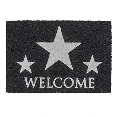 Abbildung von Carpido Fußmatte Kokos Welcome Stern Silber Türmatte 40x60 cm antibakterielle Eingangsmatte Kokosmatte natürliches Material 100%