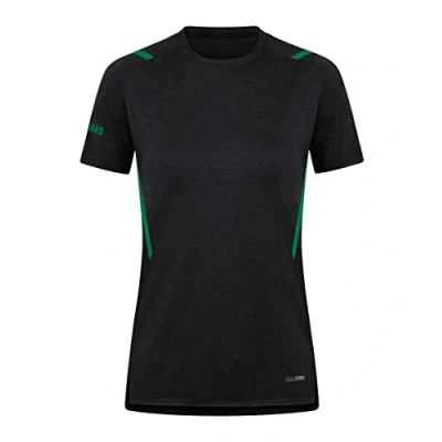 Abbildung von JAKO Damen T Shirt Challenge, Schwarz Meliert/Sportgrün, 40