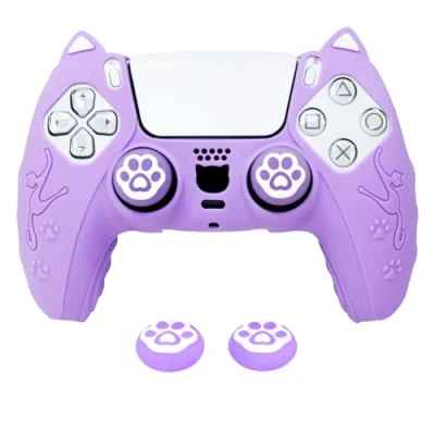 Abbildung von HLRAO PS4 Controller Skins x2, Anti Rutsch Grip Dots Silikon Cover Schutzhülle Case Kompatibel für PS4/PS4 Slim/PS4 Pro Wireless/Wired Gamepad mit 12 x FPS Daumengriffkappen.