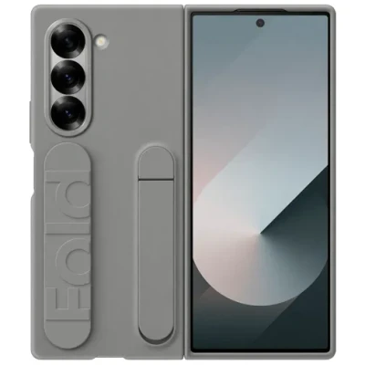 Abbildung von Samsung Galaxy Z Fold6 Backcover aus Silikon mit Ständer Grau