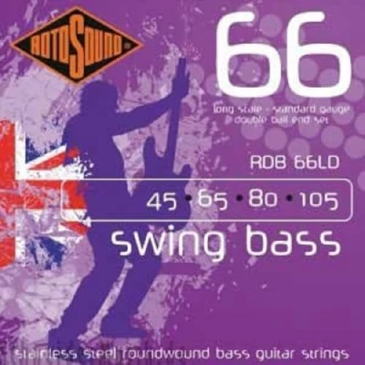 Abbildung von Rotosound Edelstahlsaiten für E Bass, Runddraht, Double Ball End, Standardstärke 45 65 85 105