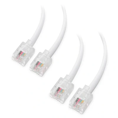 Abbildung von Cable Matters 2er pack 2m Telefonkabel RJ11 auf für Telefon, Internet DSL, ADSL kabel, Modem, ISDN kabel in Weiß 2 m