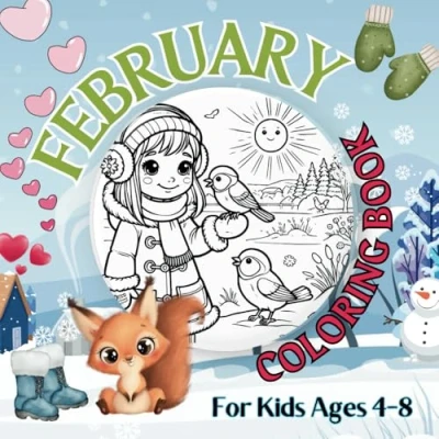 Abbildung von February Coloring book for Kids: Hearts, Snow, and Winter Magic!: Single sided Activity Children (Coloring each month of the year)